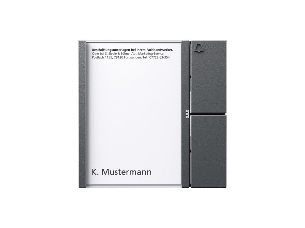 Tasten-Modul Siedle, m.Namenschidtasche, 1 Ruftaste mit Glockensymbol, grau