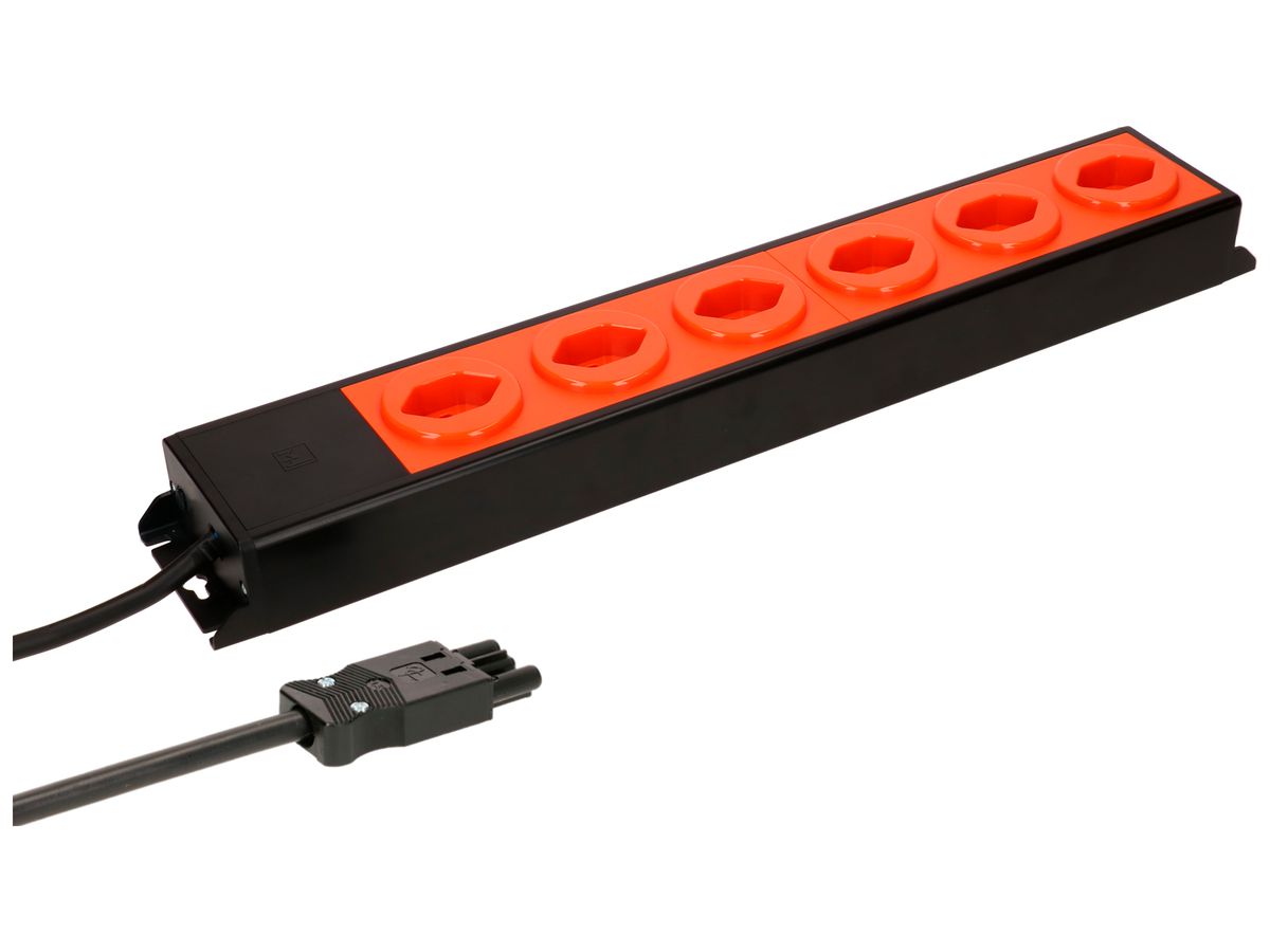 Steckdosenleiste MH POWER LINE 10A 6×T13 3m schwarz/orange