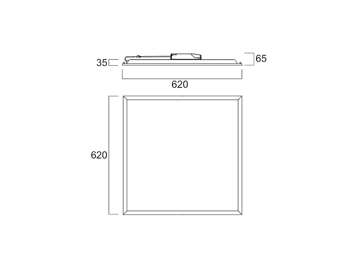 LED-Panelleuchte Sylvania Quantum 26W 4700lm 840 IP54 DALI-2 620×620mm weiss