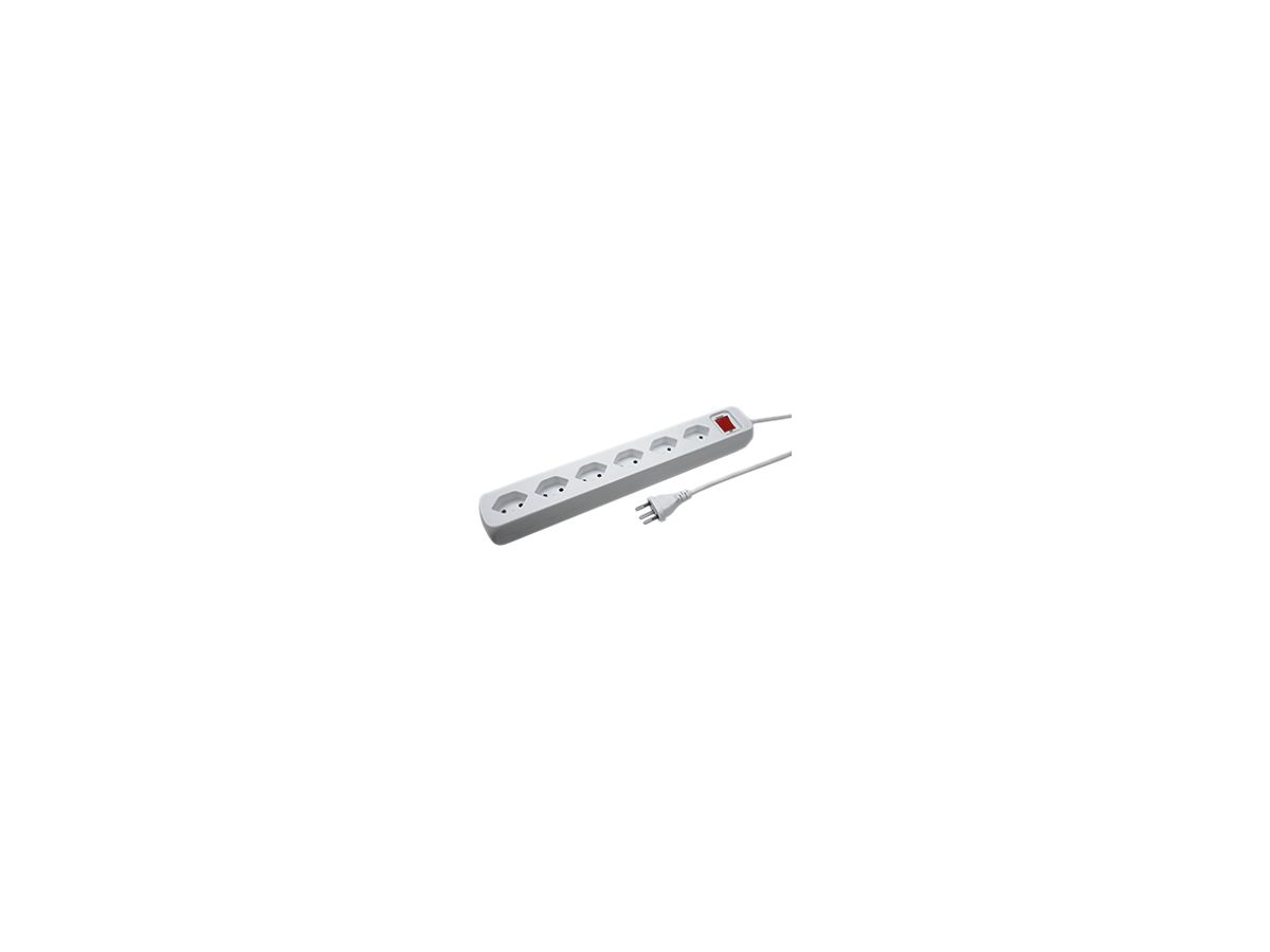 Steckdosenleiste STEB POWER EASY 6×T13 mit Kinderschutz +Sch.1.4m weiss