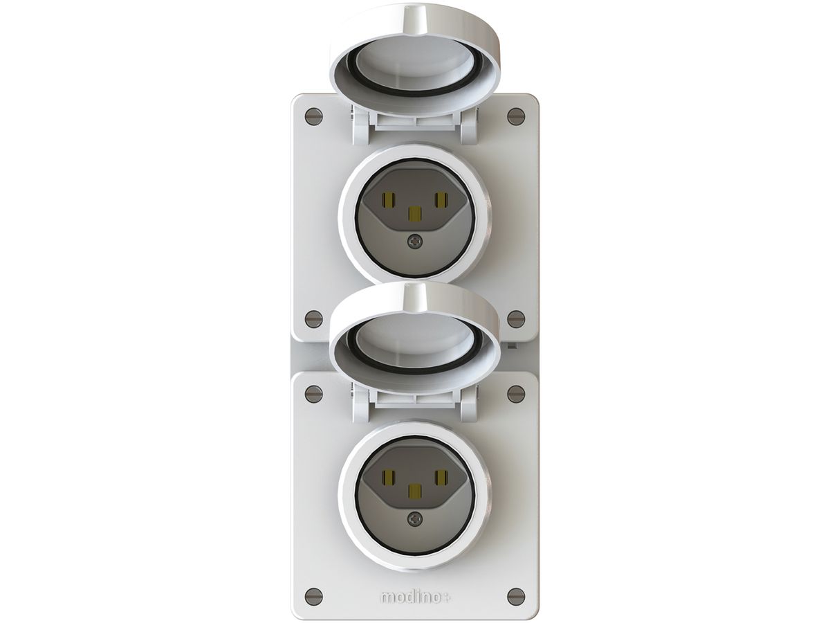 UP-Kombination EXO 2×1, 2×Steckdose Typ 23, IP55, weiss