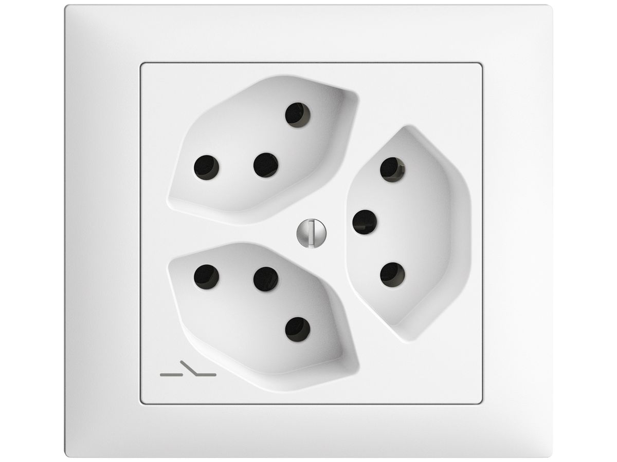 EB-Steckdose EDIZIOdue 3×T13 1×S weiss
