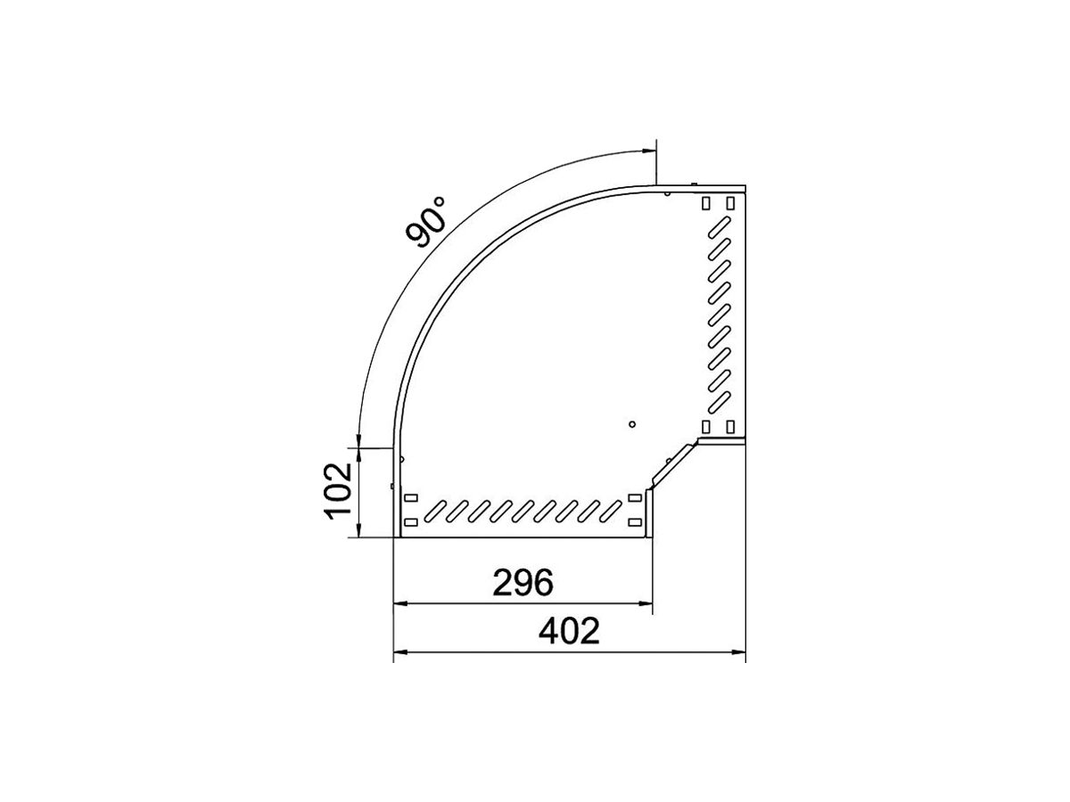 Bogen BET RB 90° 35×300mm Stahl feuerverzinkt