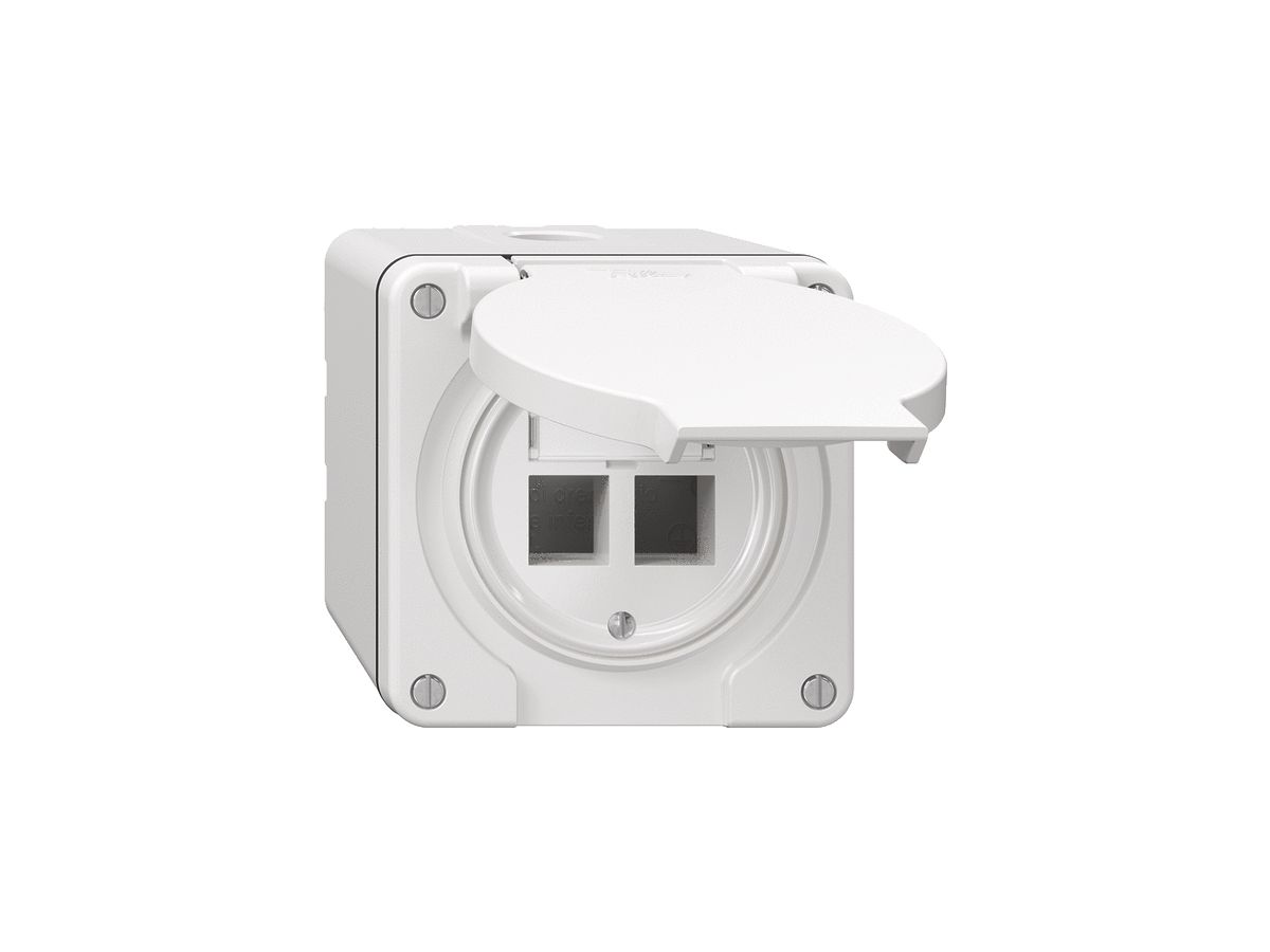 NAP-Anschlussdose Dätwyler für 2×RJ45-MS-C6A/RJ45-KS-T/PS-GG45, weiss