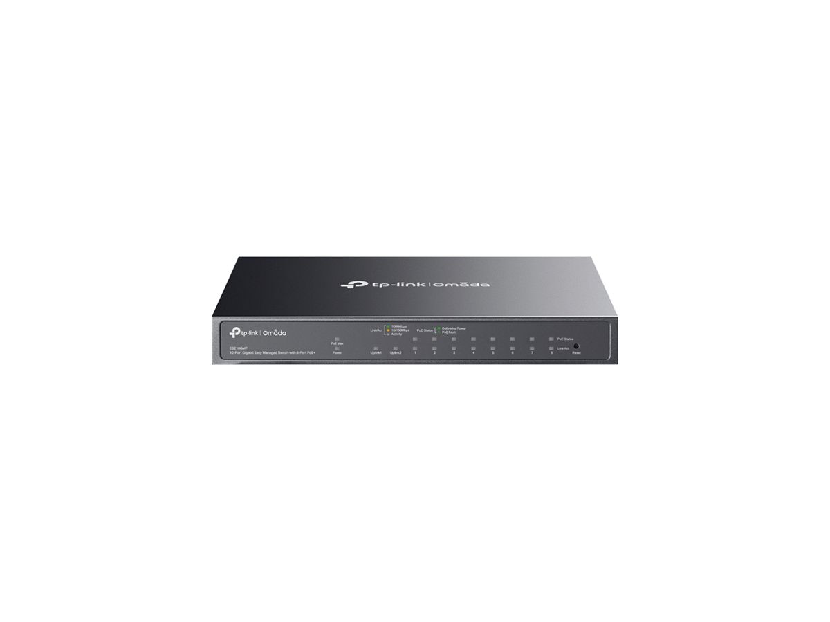 Switch TP-Link Omada ES210GMP 10×RJ45 GbE 1×RJ45/SFP 8×PoE+ managebar