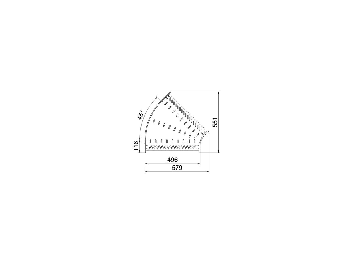 Bogen BET RB 45° 85×500mm Stahl bandverzinkt