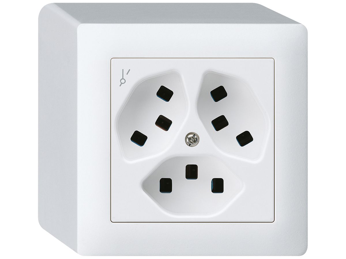 AP-Steckdose Hager kallysto 3×T23 1×S Q ultraweiss