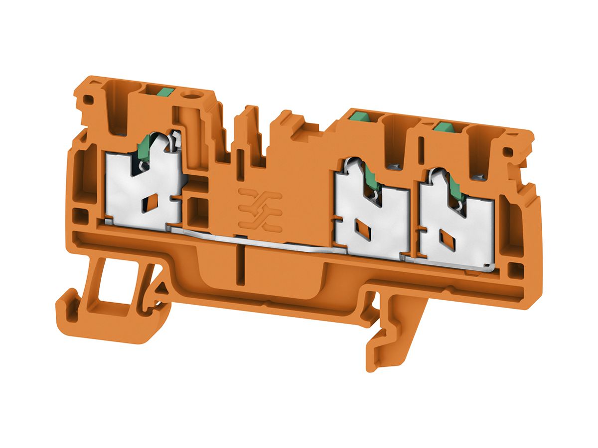 Durchgangs-Reihenklemme S3C 2.5 OR 2.5mm² 24A 800V SNAP IN 3×1 TH35 orange