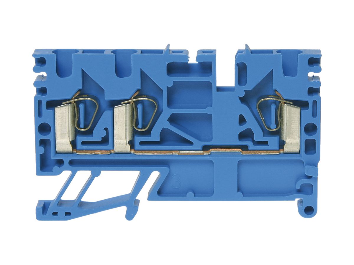 Durchgangs-Reihenklemme Woertz 0.2…1.5mm² 10A 600V Federzugansch.3×1 TH35 blau