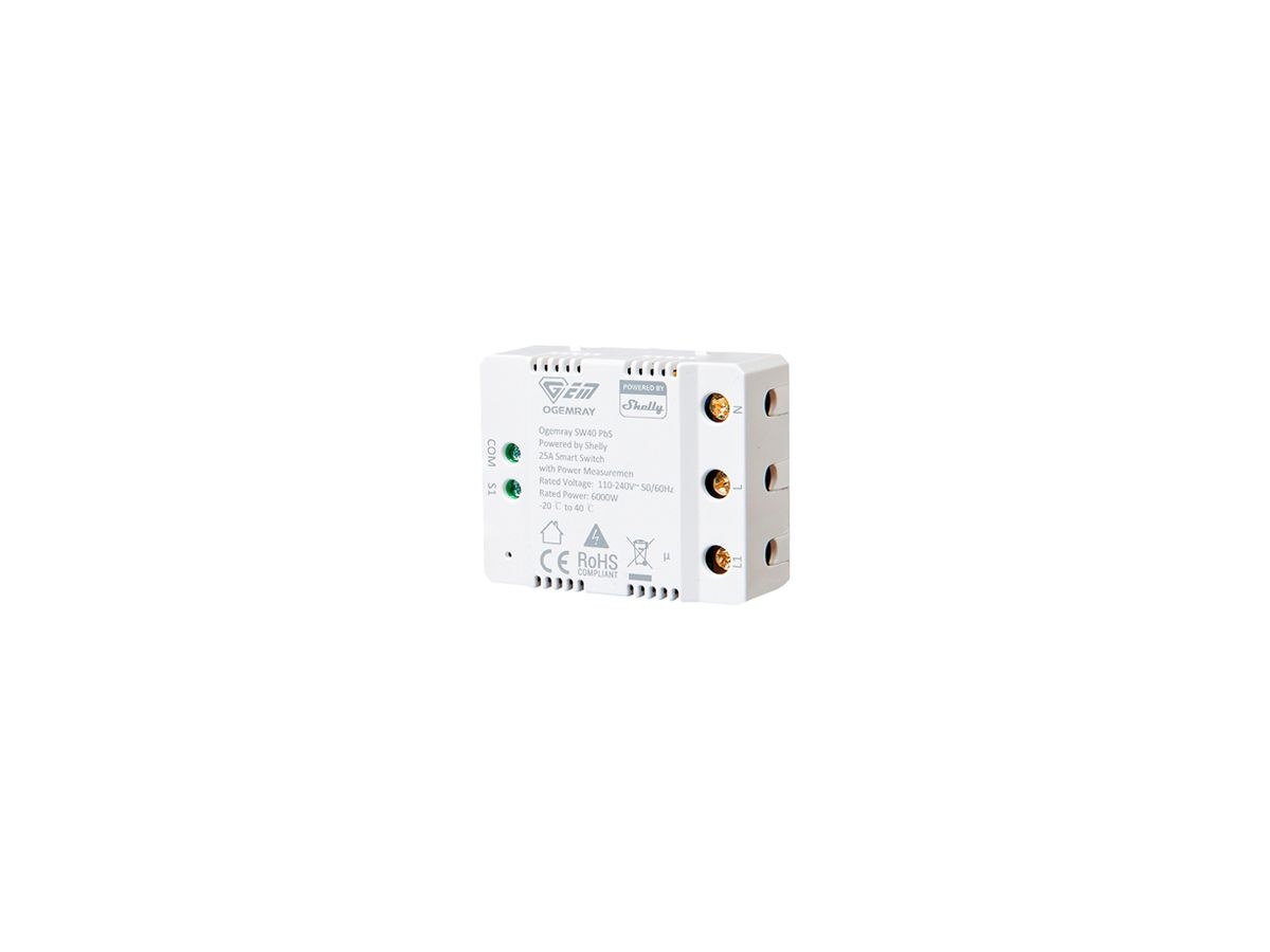 EB-RF-Schaltaktor Shelly Ogemray Bt/Wi-Fi 1-Kan 25A 6000W 110…240V