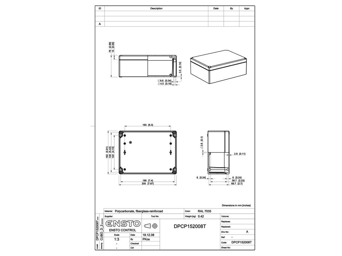 App.-Geh.RW CUBO D150×200×76 DPCP transparent, T DSHI 1H