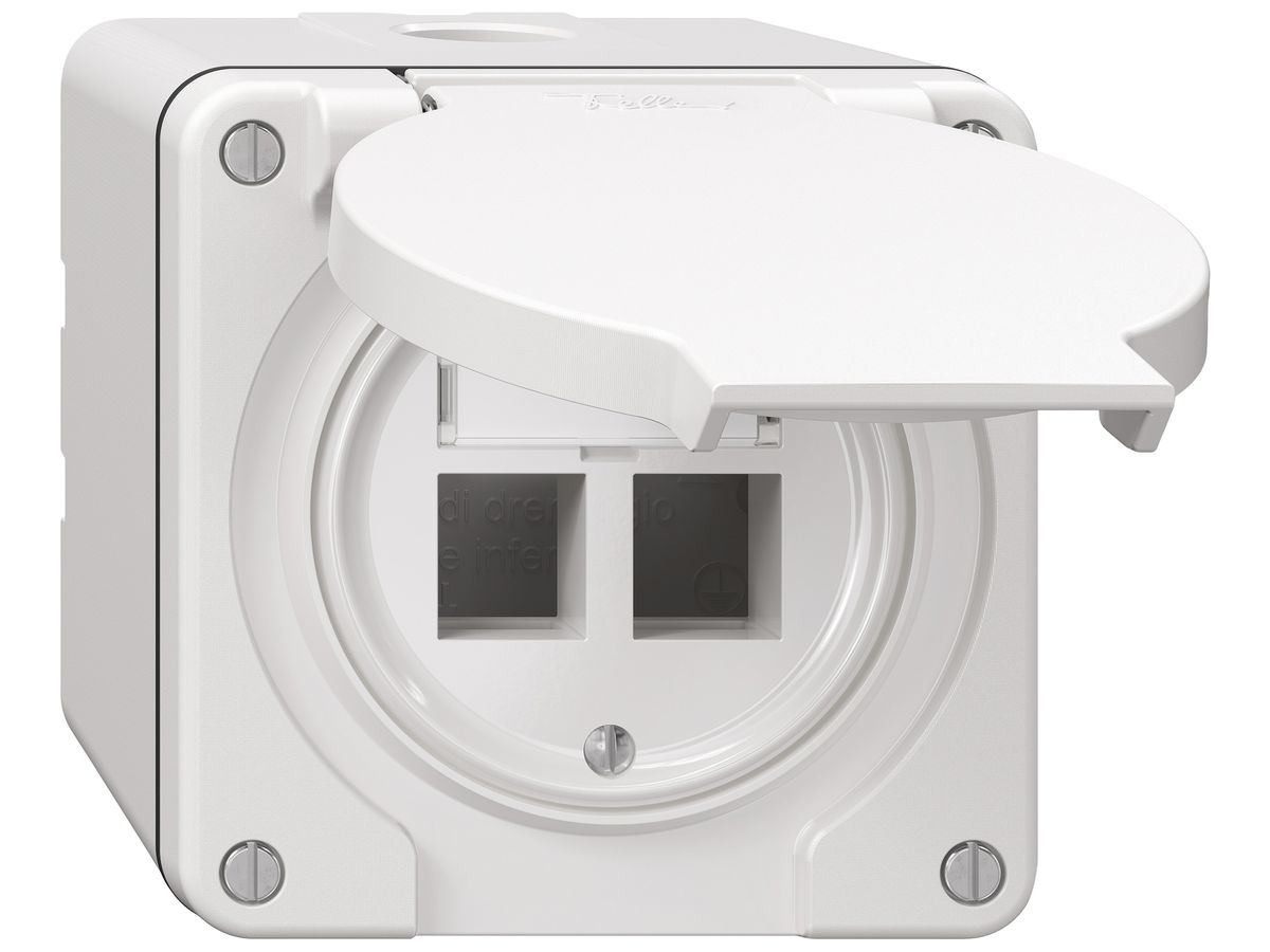 AP-Montageset NEVO Keystone SNAPFIX® für 2 Buchsen 87×87mm ws