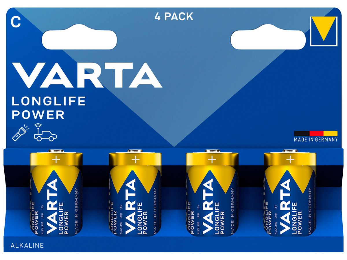 Batterie VARTA Consumer Longlife Power C Alkali-Mangan 1.5V Blister à 4 Stück