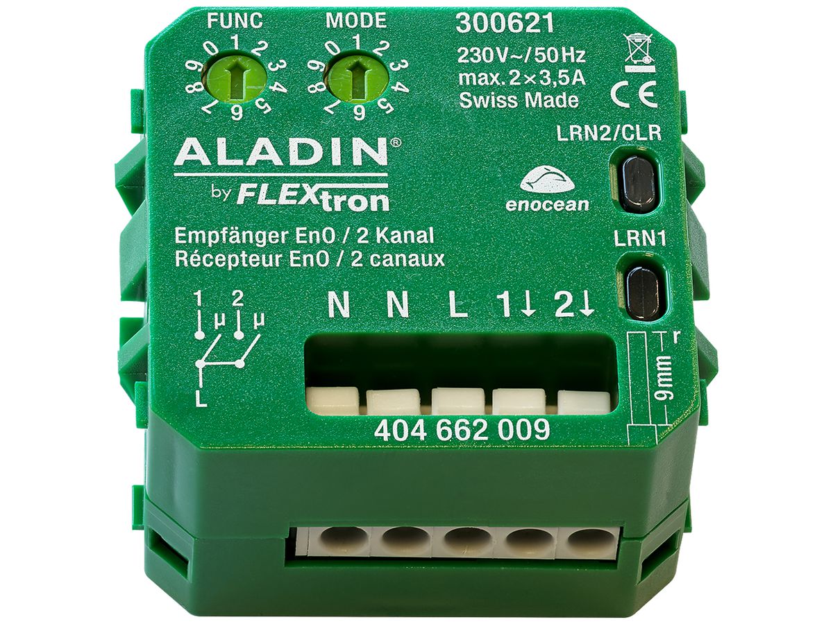 EB-RF-Schaltaktor ALADIN EnO, 2-Kanal, Multifunktion, 230V/3.5A