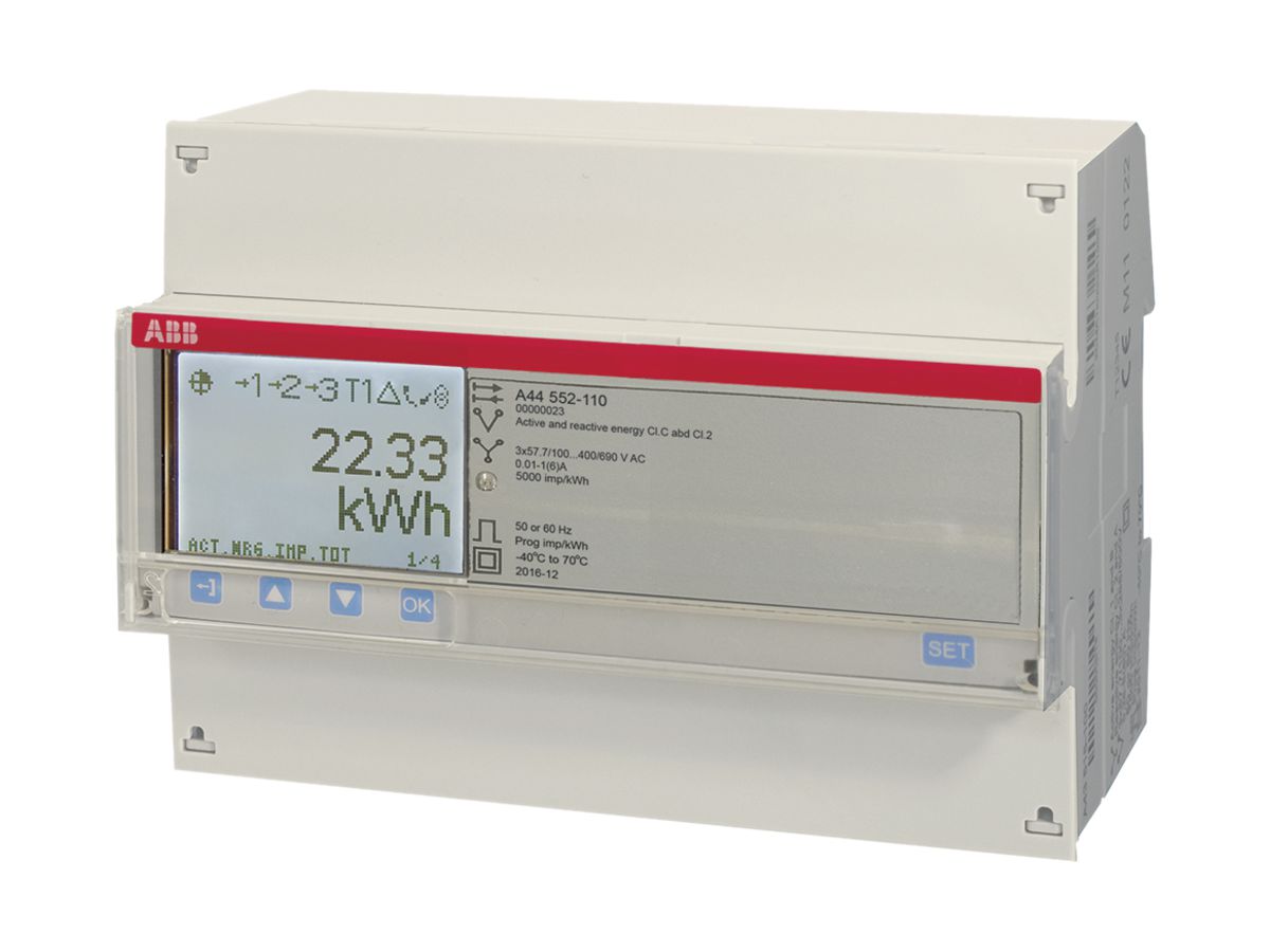 REG-Energiezähler ABB A44 552-110, 3×6A Modbus