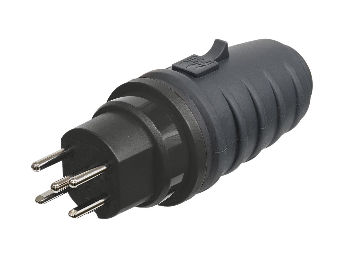 Stecker Steffen T15 IP55 10A 400V, schwarz