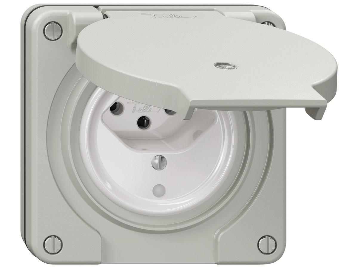 UP-Steckdose NEVO SNAPFIX® 1×T13 10A 250V beleuchtet 87×87×32mm IP21 lgu