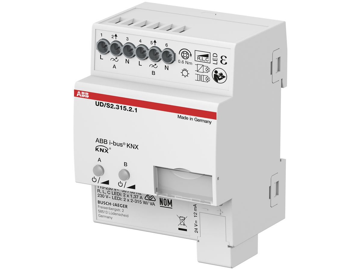 REG-Dimmaktor ABB KNX UD/S 2.315.2.1, 2×315W