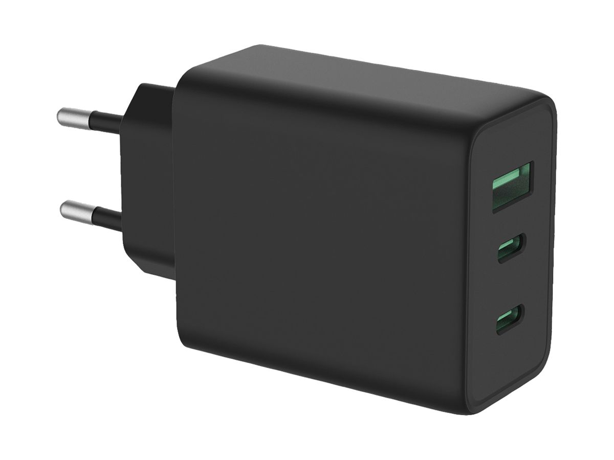Netzgerät VALUE 1×USB A 2×USB C 65W 5VDC 3.6A schwarz