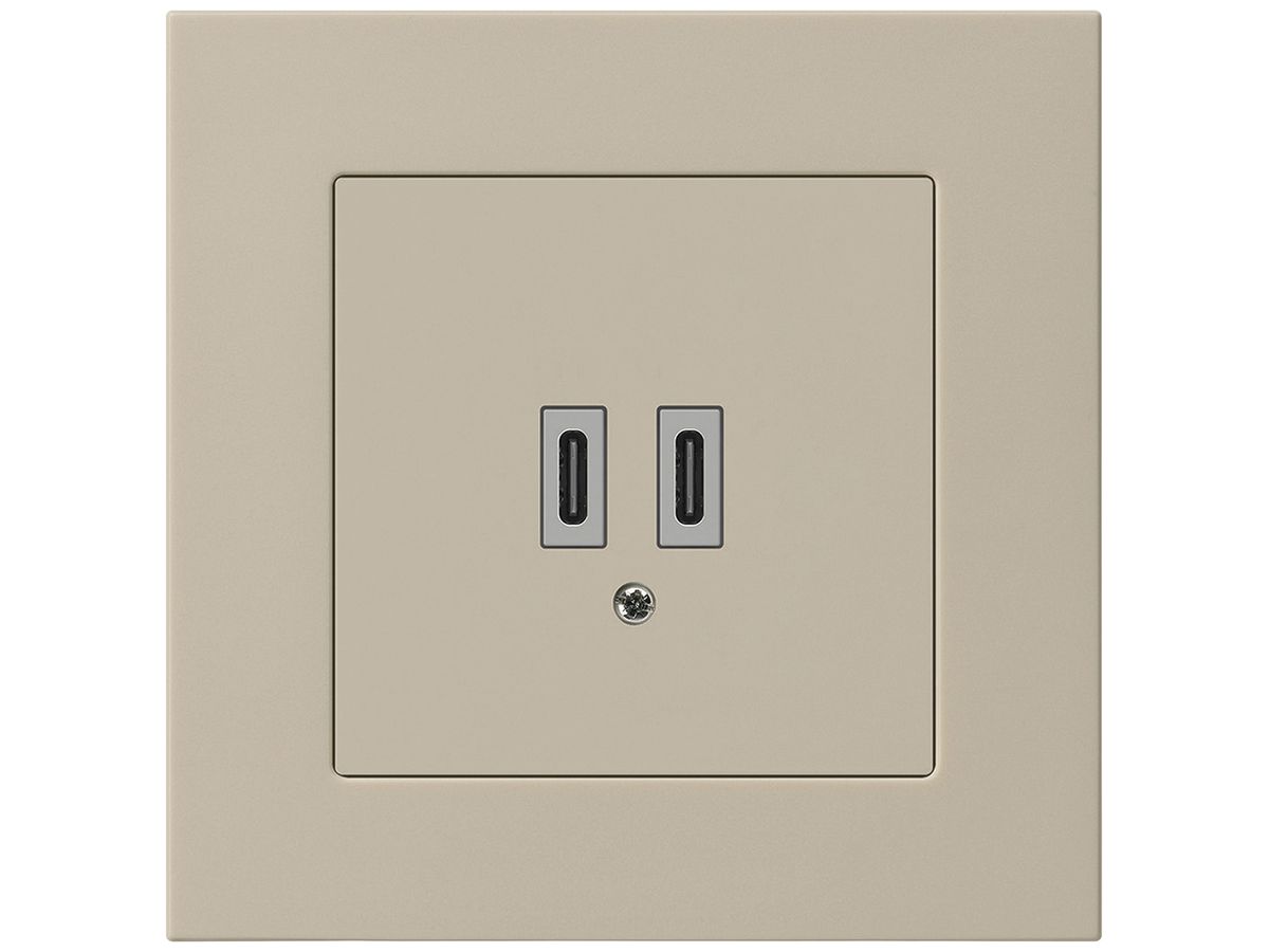 UP-USB-Ladesteckdose Hager kallysto.pro C-C 20W 5V 94×94mm beige