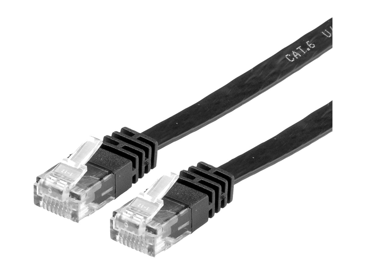 Patchkabel RJ45 VALUE Kat.6 U/UTP flach schwarz 3m