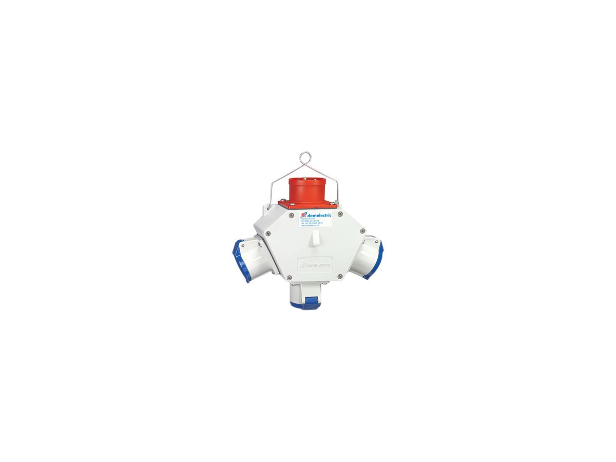 Kreuzverteiler Demelectric HG840 3×CEE16/3 mit Stecker 1×CEE16/5