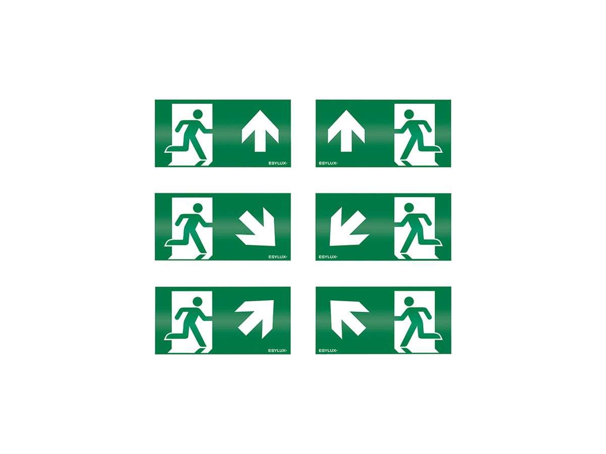 Piktogramm-Satz ESYLUX SLD 32m Pfeil OR/OL/UR/UL/O/O 175×350mm