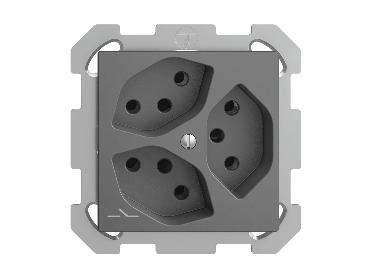 UP-Steckdose EDIZIOdue 3×T13 1×S dunkelgrau