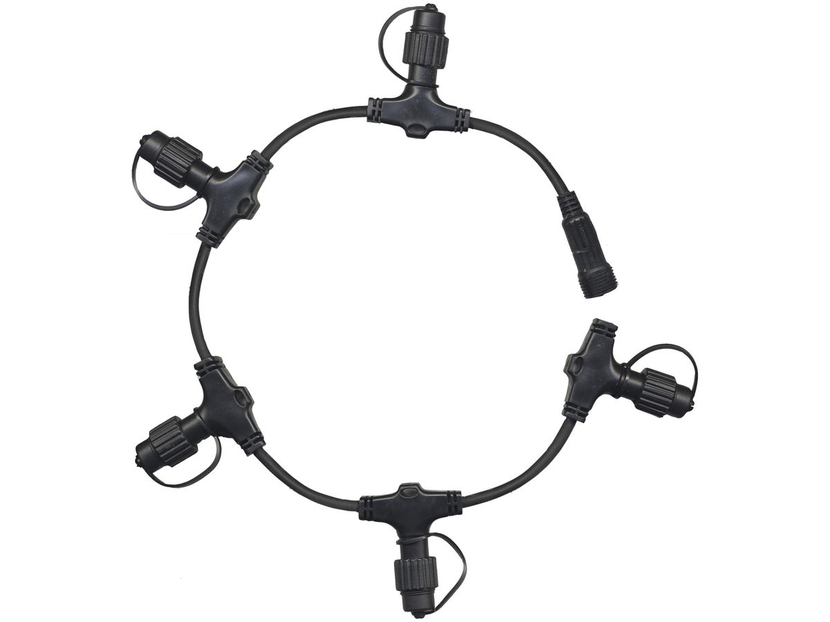 Ring-Verteiler System 24 Extra, schwarz, mit 5 Schraubabgängen
