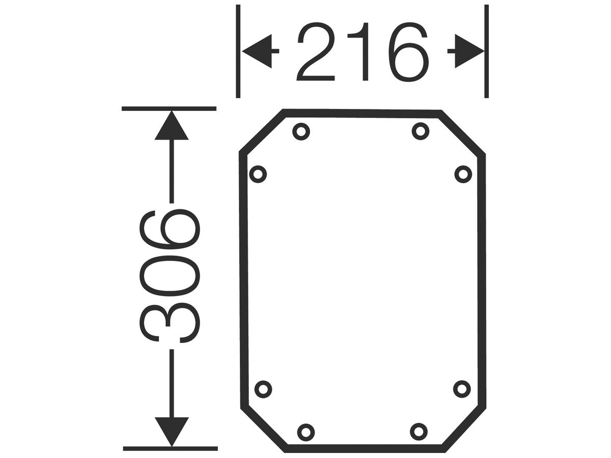 Montageplatte 306×216 Enystar zu App.-Gehäuse Gr.2, 3 und 4