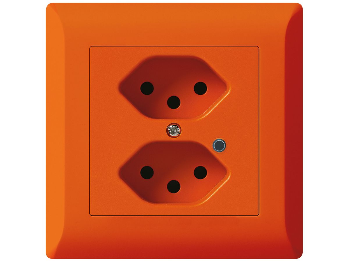 UP-Steckdose Hager kallysto.line 2×T13 beleuchtet C orange