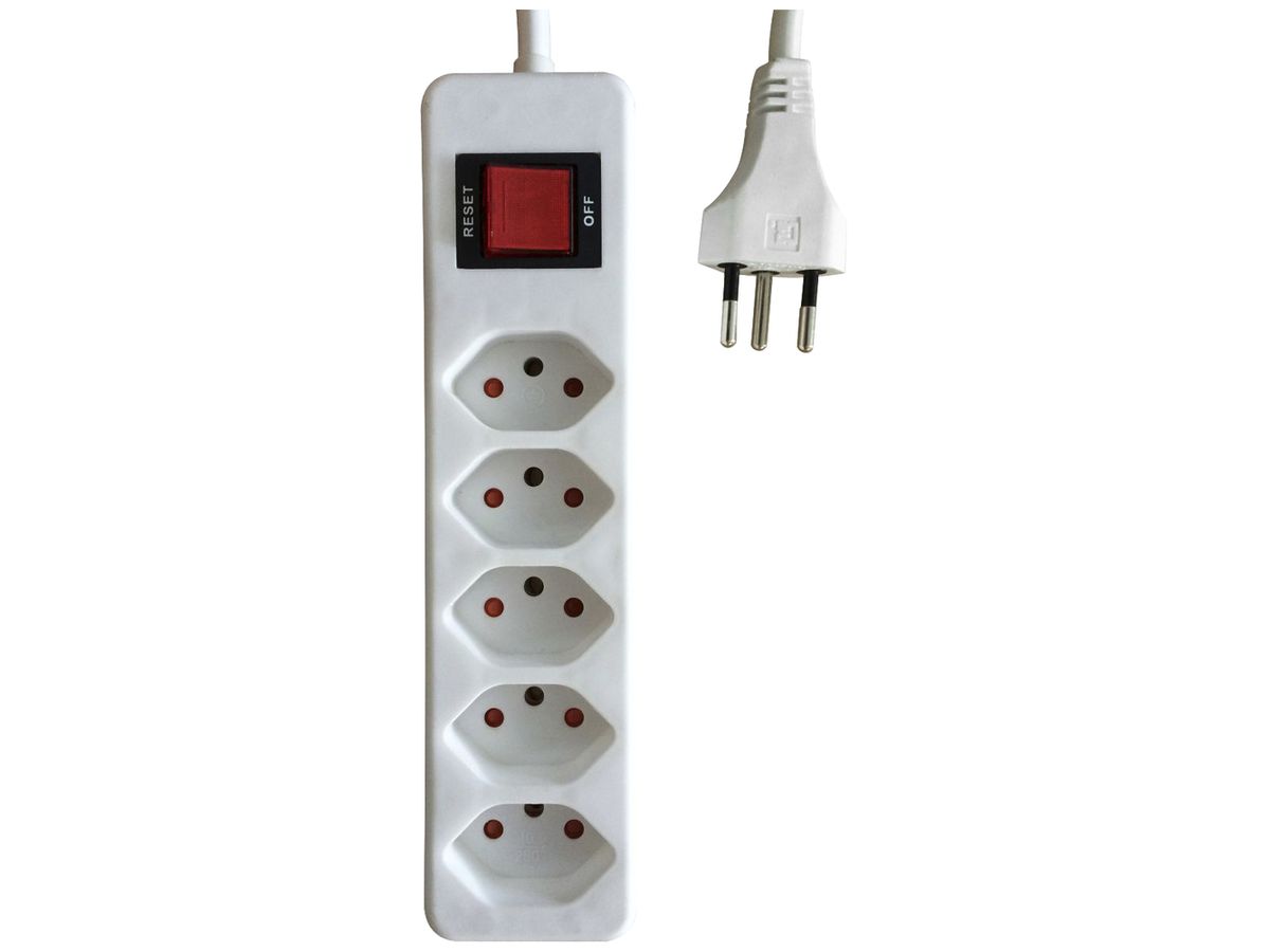 Mehrfachsteckdose mit Schalter ELBROLINE 5×T13 2m weiss