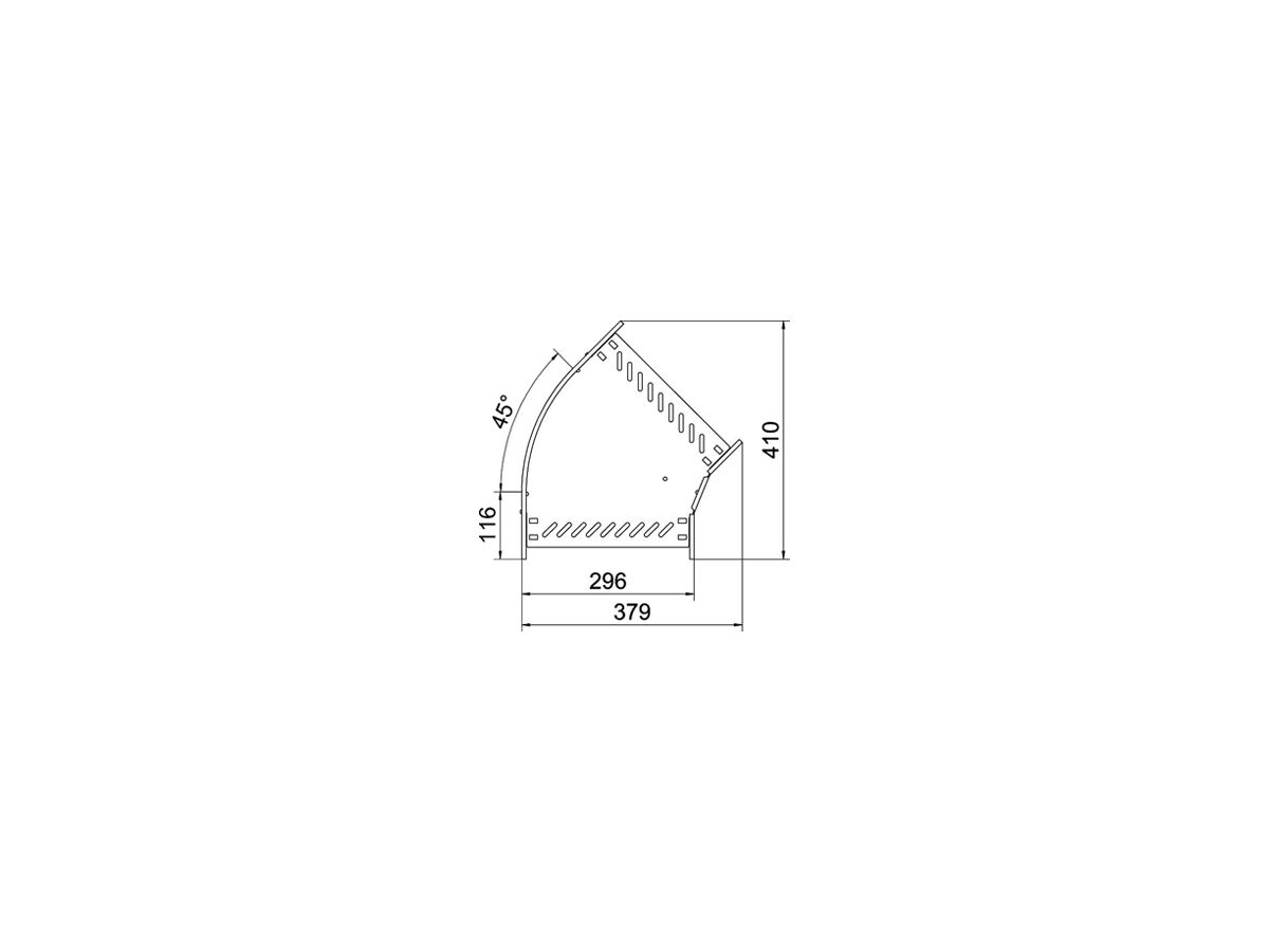 Bogen BET RB 45° 110×300mm Stahl bandverzinkt
