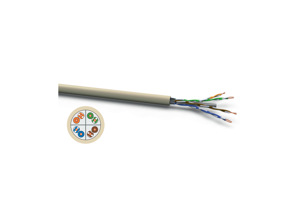 CAT6A 4P 23AWG U/UTP LSZH-Dca LAN CABLE - halogenfrei 4x2x0.57 500MHz weiss