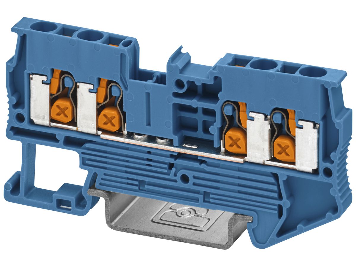Durchgangs-Reihenklemme PX XT 2,5-QUATTRO BU 4mm² 24A 800V 4×1 TH35 bl