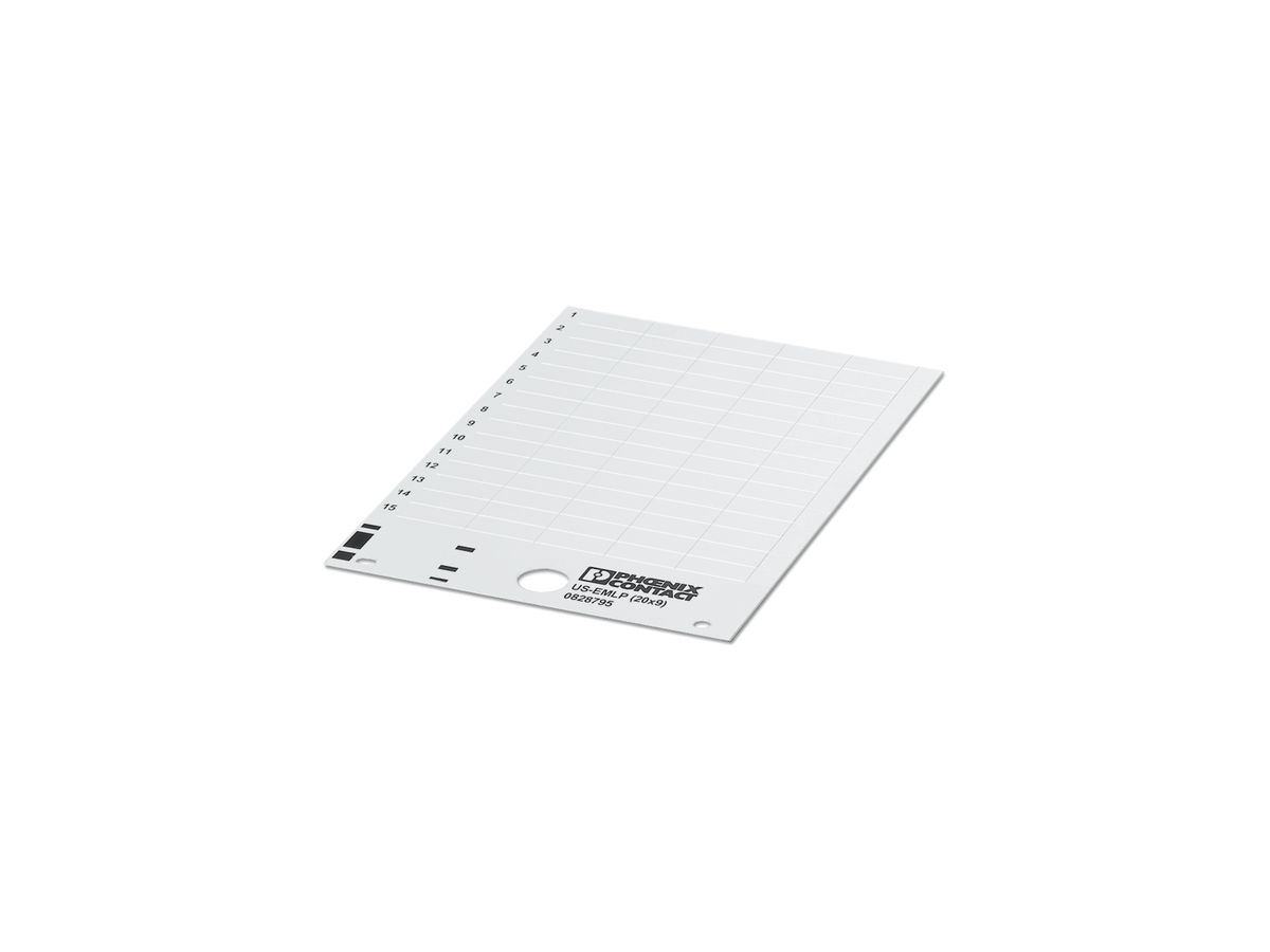 Kunststoffschild US-EMLP weiss 20×9mm, selbstklebend