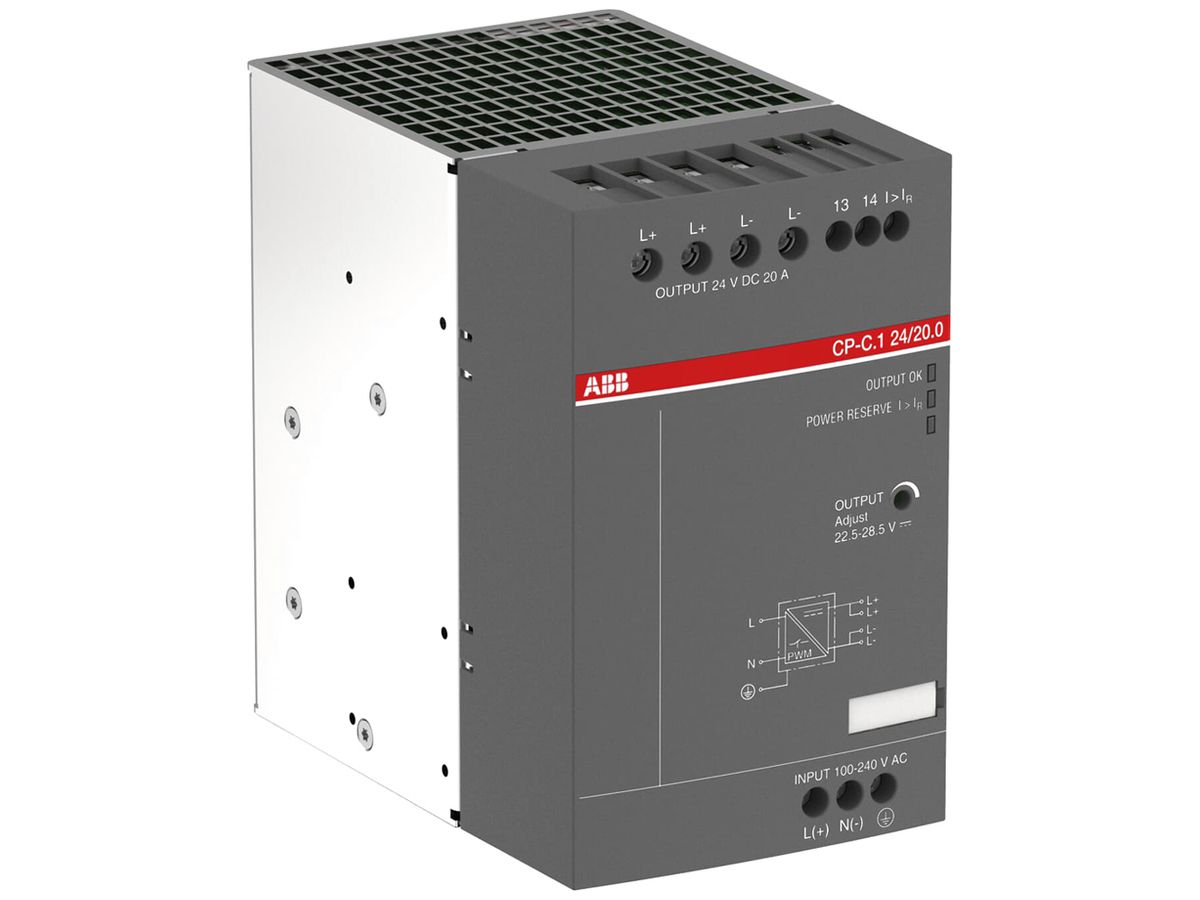 EB-Schaltnetzgerät ABB CP-C.1 24/20.0-C IN:85…300VUC OUT:24VDC/20A