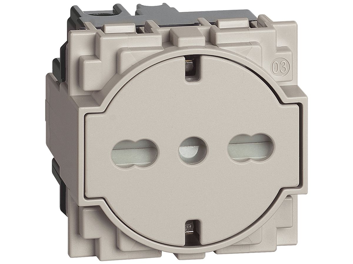 Steckdose Living Now Schuko/Italien 2 Module 16A einziehbarer Sockel sand