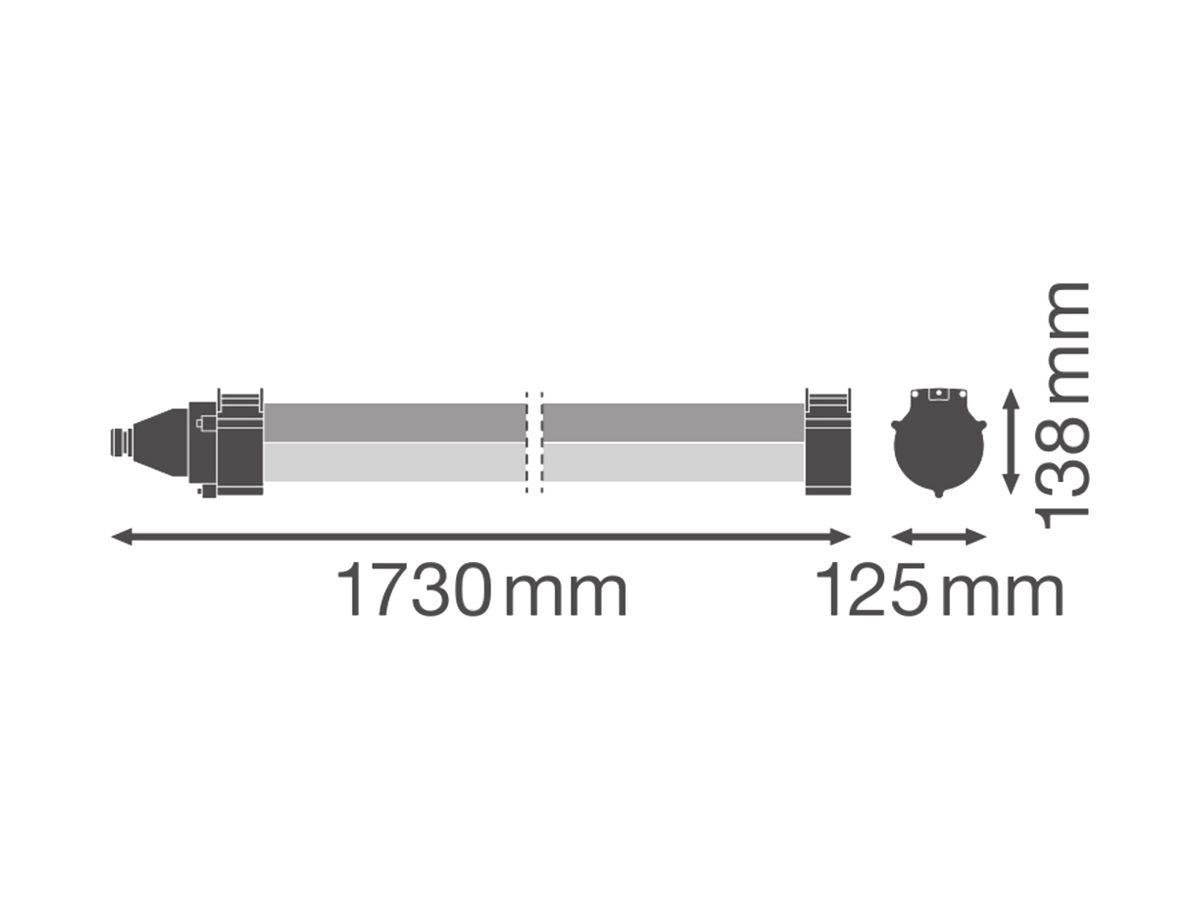 LED-Feuchtraumleuchte LEDVANCE DP MAX 52W 8000lm 840 IP66 1730mm grau