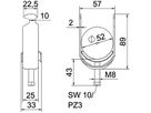 Schnellverleger BET 2056 H-Fuss Metall 46…52mm 1×Kabel A2 1.4301