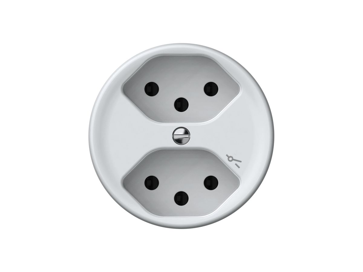 Steckdose origin 2×Typ 13 1×S 10A 230V 60×60mm weiss