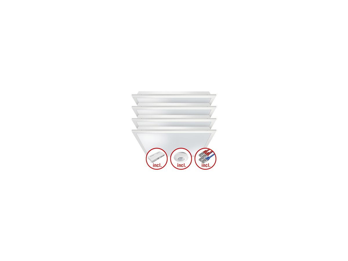 EB-LED-Leuchtenset ESYLUX CELINE-2 600×600 4×30W 827…865 16000lm opal
