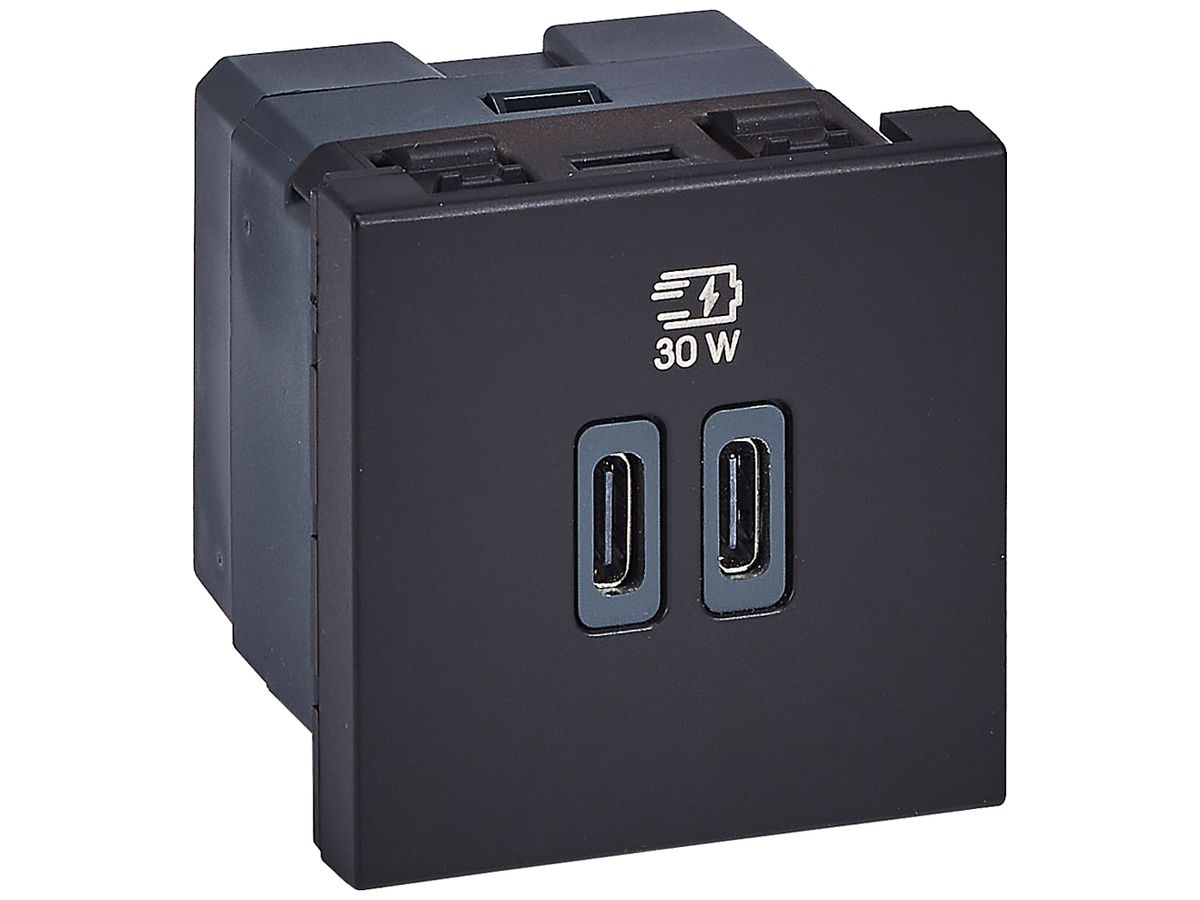 EB-USB-Ladesteckdose Legrand MOSAIC 2×USB-C 3000mA OUT:5V schwarz