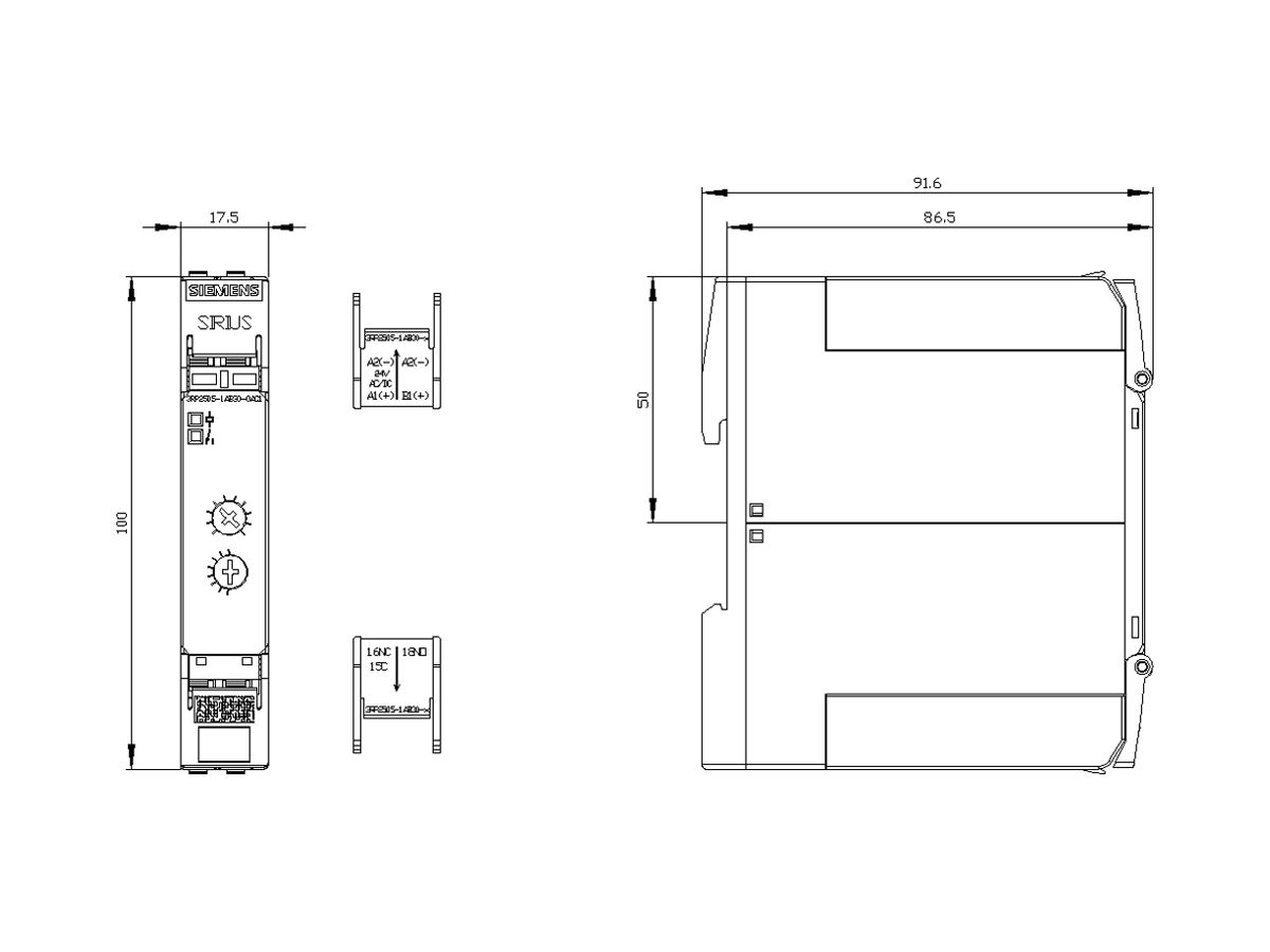Zeitrelais Siemens SIRIUS 3RP25 24VUC 1W 2 Funktionen Schraubklemmen