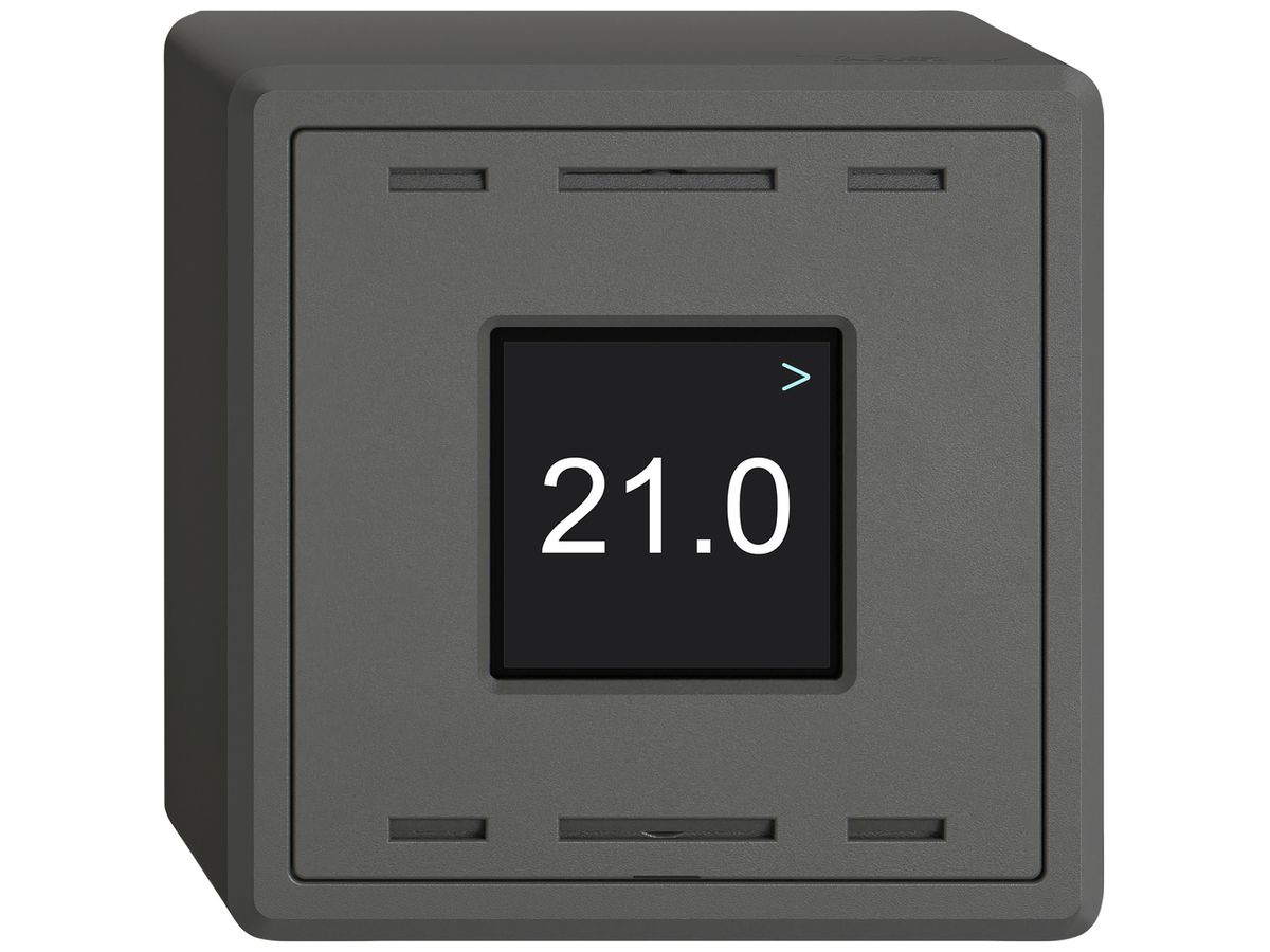 AP-Raumtemperatursensor EDIZIO.liv Wiser SNAPFIX® CO2 230V 5…30°C dunkelgrau