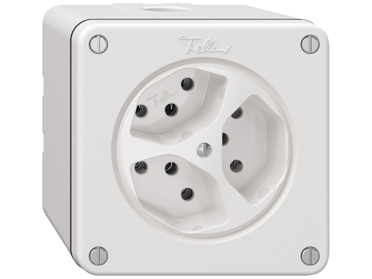 AP-Steckdose NEVO SNAPFIX® 3×T13 10A 250V 87×87×64mm IP21 ws