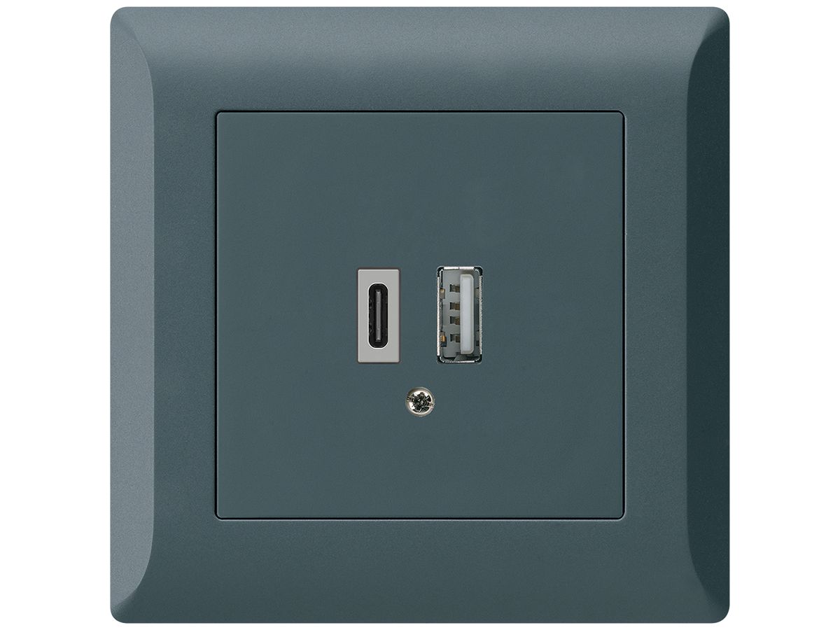 UP-USB-Ladesteckdose kallysto.line 18W PD 1×Typ A+1×Typ C anthrazit