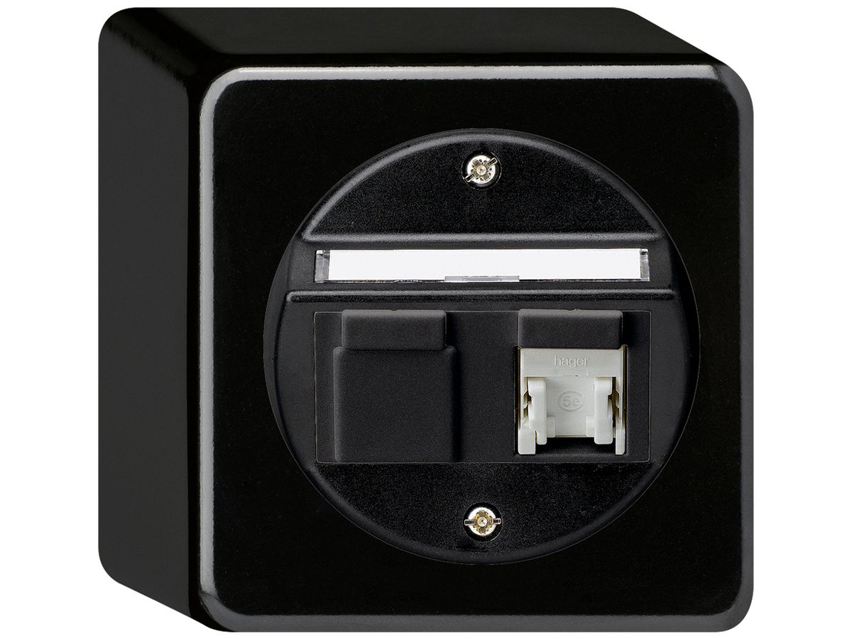 AP-Anschlussdose basico Kat.5e 1RJ45/u schwarz