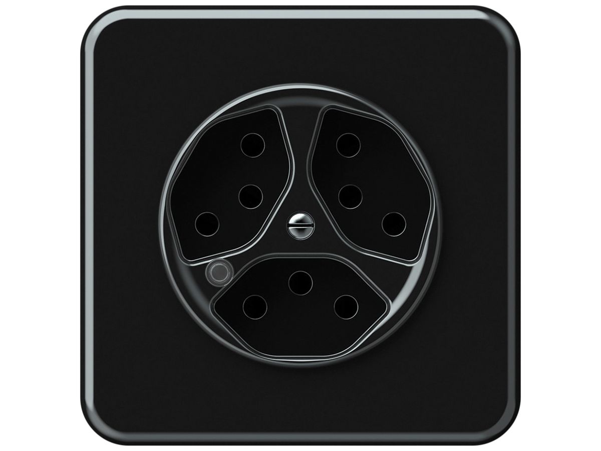 UP-Steckdose origin 3×Typ 13 bel.grün 10A 230V 92×92mm schwarz