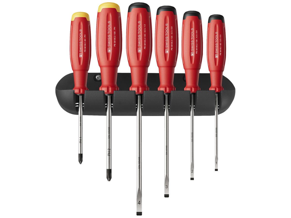 Schraubenzieher-Set PB SwissGrip Evo 6-tlg Wandhalterung
